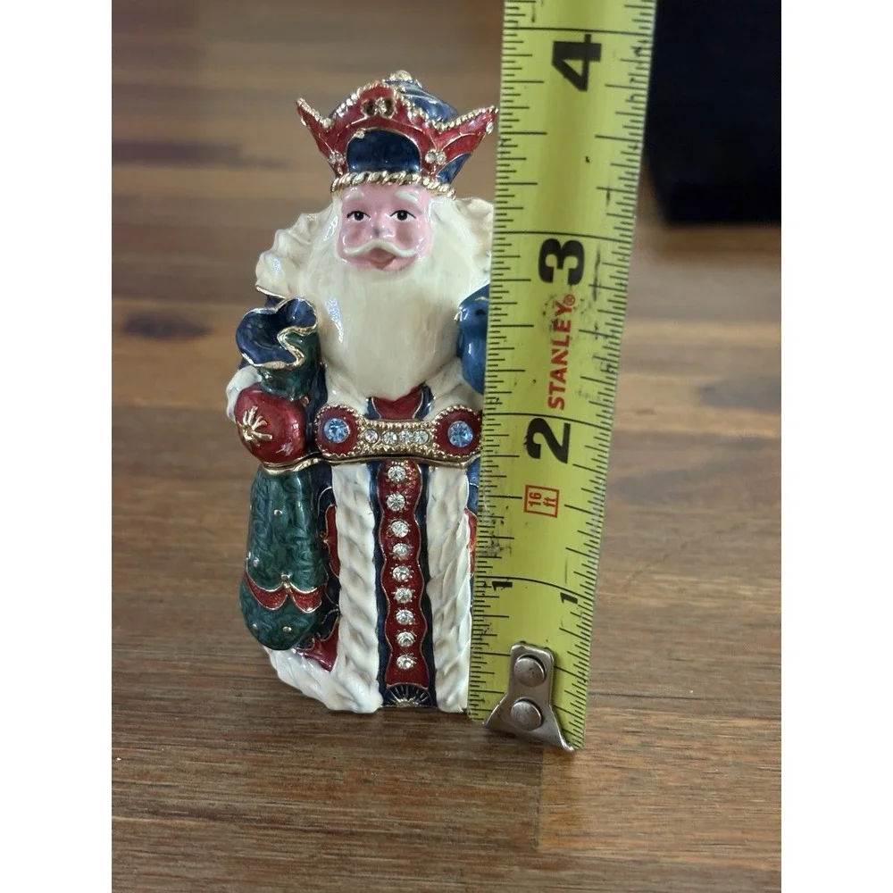 Santa Clause Trinket Box‎ Enamel With Swarovski Crystals Multicolor Jeweled